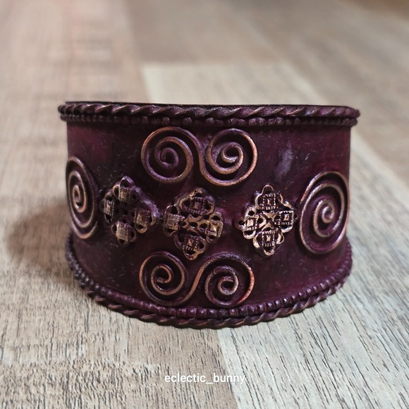 Anju Handcrafted Patina Copper Cuff Bracelet Artisan Boho BP313 - Picture 3 of 5